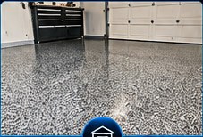 Decorative flake epoxy garage flooring