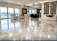 Gold metallic epoxy floor finish